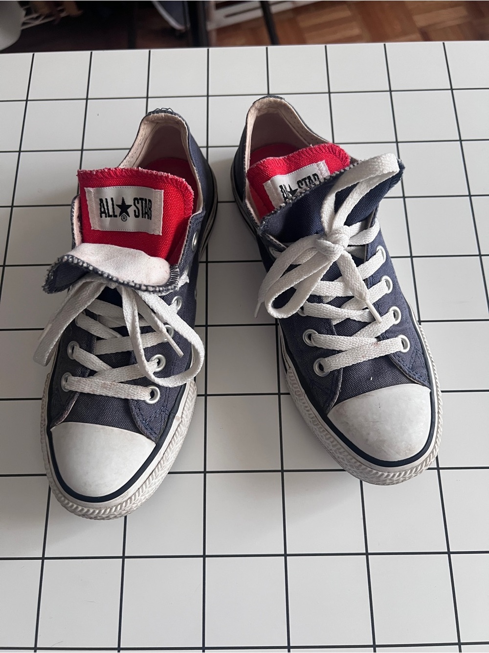 Converse Double Tongue canvas low top sneakers in Blue/Orange Size 7 NWOT